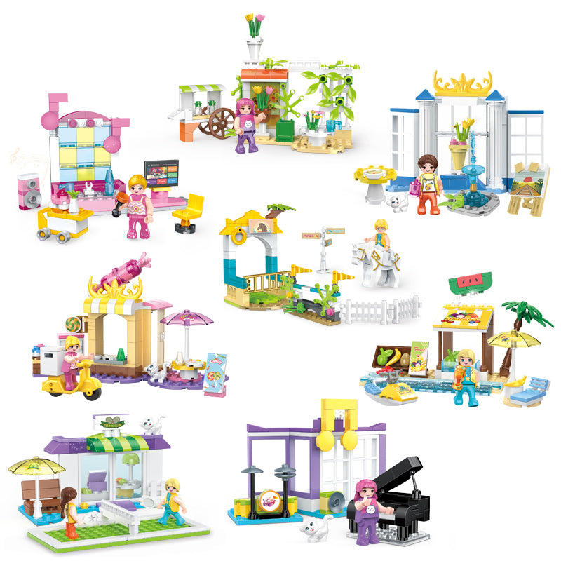 COGO 824PCS Eight Sets Of Small Scene Building Block Toys For Girls