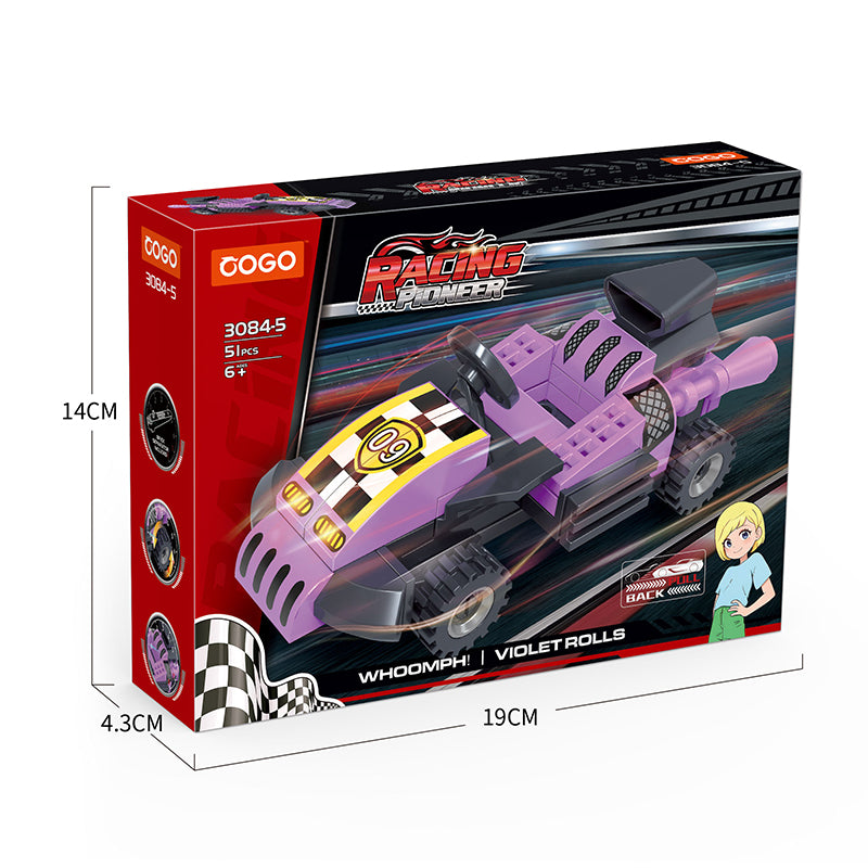 COGO Six Mini Pull-Back Racing Building Block Toys