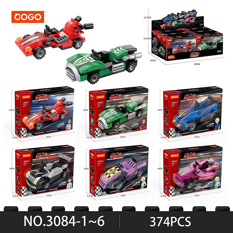 COGO Six Mini Pull-Back Racing Building Block Toys