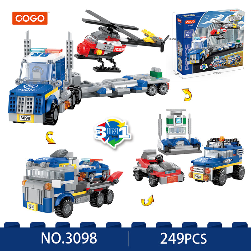 COGO 249PCS Creative And Changeable Police Car Building Block Toys