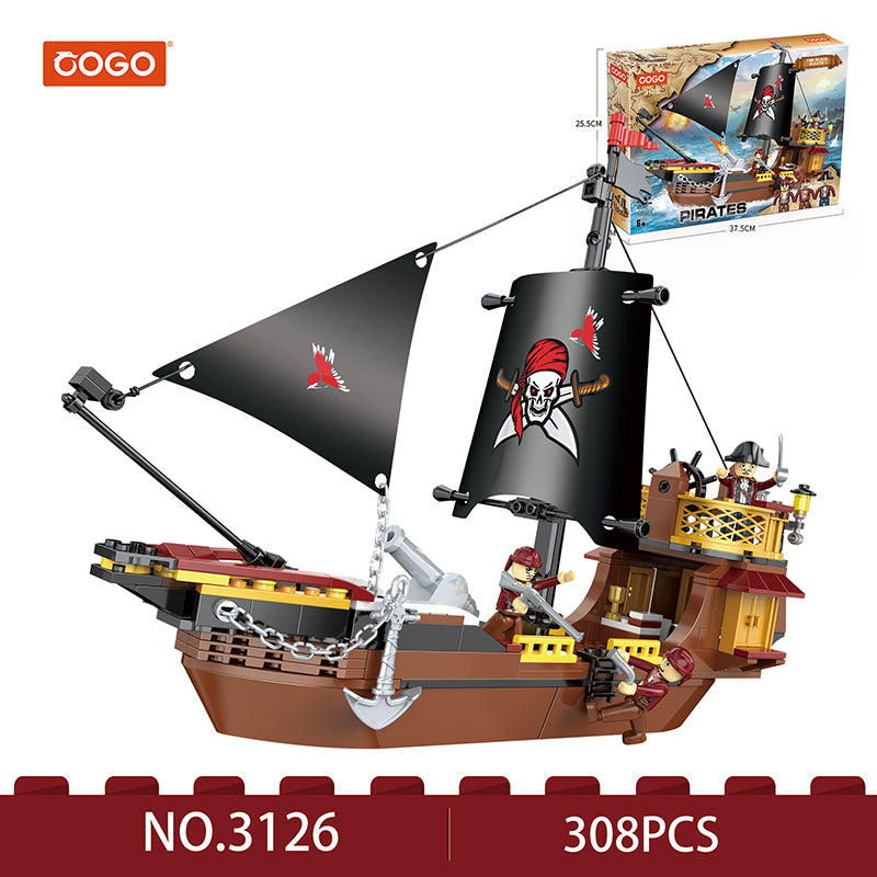 COGO 308PCS Pirate Pirate Ship Birdie Building Block Toy