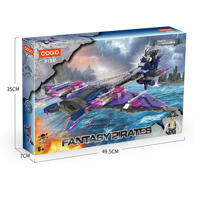 COGO 760PCS Fantasy Pirates Series Explorer Ship Building Blocks Toys