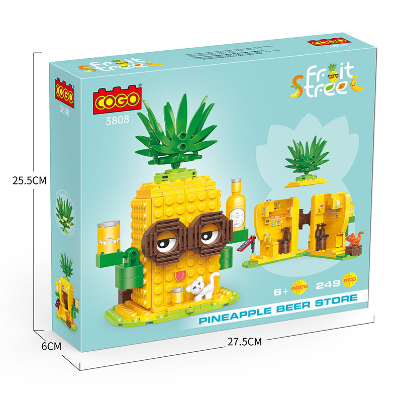 COGO 249PCS Fruit Street Pineapple Beer Shop Building Block Toy