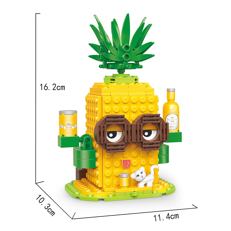 COGO 249PCS Fruit Street Pineapple Beer Shop Building Block Toy