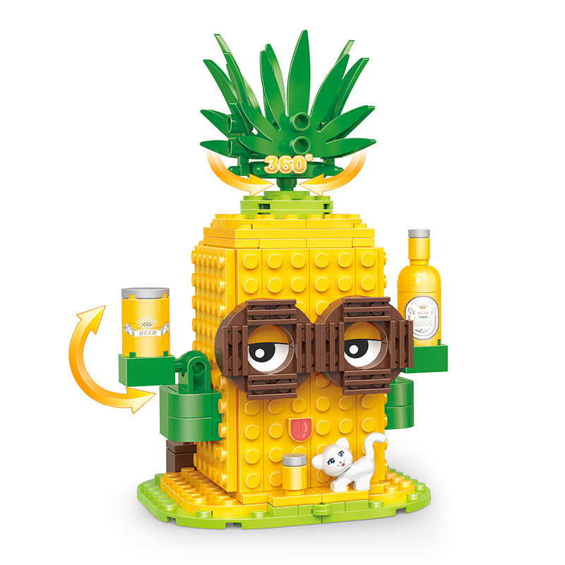 COGO 249PCS Fruit Street Pineapple Beer Shop Building Block Toy