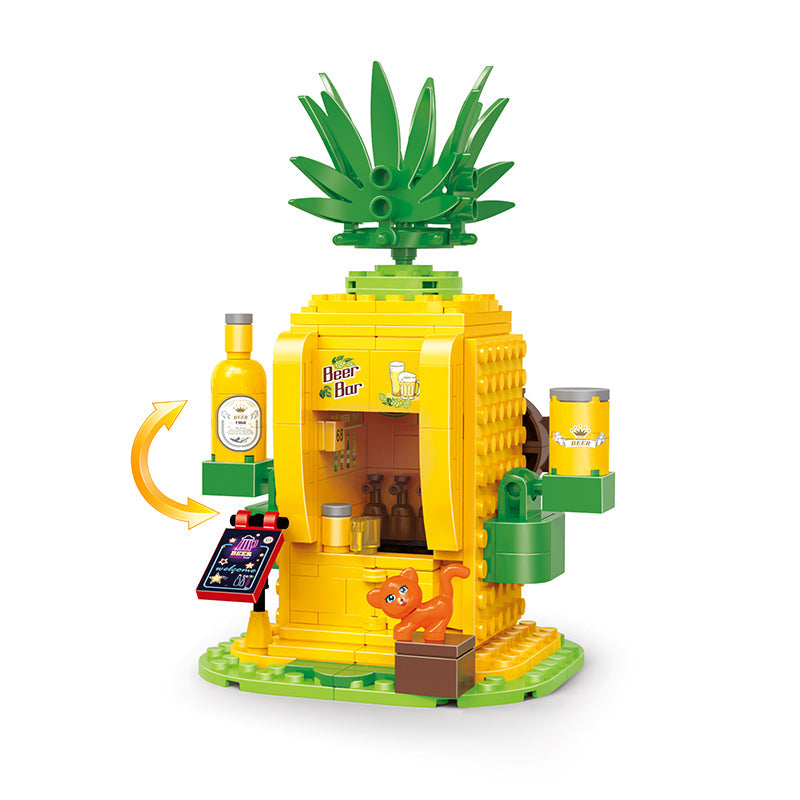 COGO 249PCS Fruit Street Pineapple Beer Shop Building Block Toy