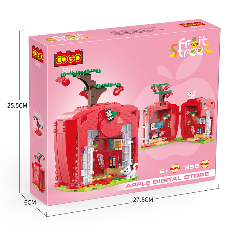 COGO 255PCS Fruit Street Apple Digital Store Building Block Toy