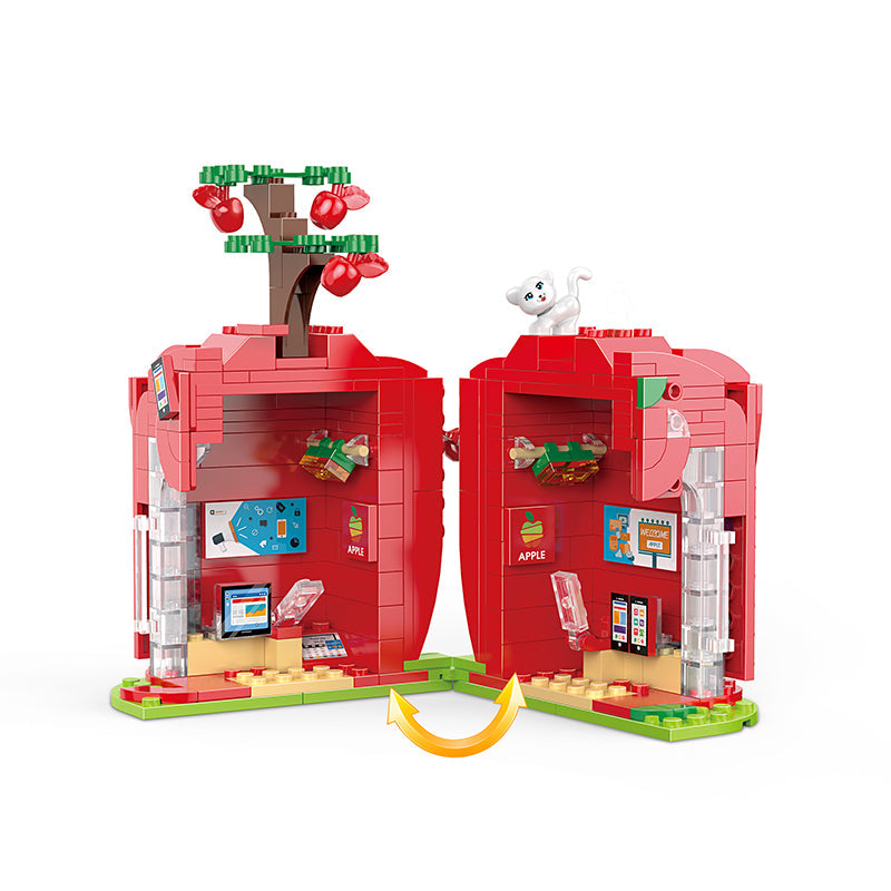 COGO 255PCS Fruit Street Apple Digital Store Building Block Toy