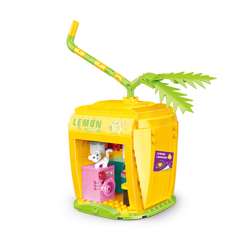 COGO 257PCS Fruit Street Lemon Laundry Building Block Toy