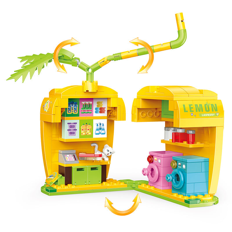 COGO 257PCS Fruit Street Lemon Laundry Building Block Toy