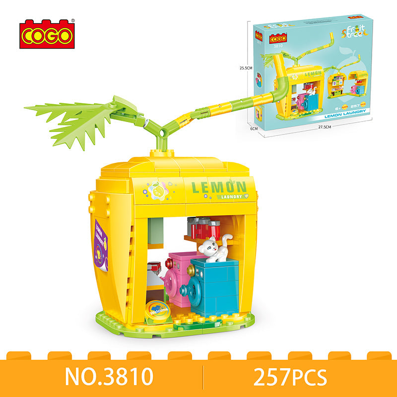 COGO 257PCS Fruit Street Lemon Laundry Building Block Toy
