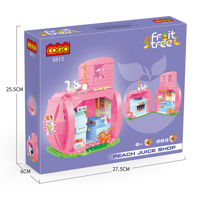 COGO 263PCS Fruit Street Peach Juice Shop Building Block Toys