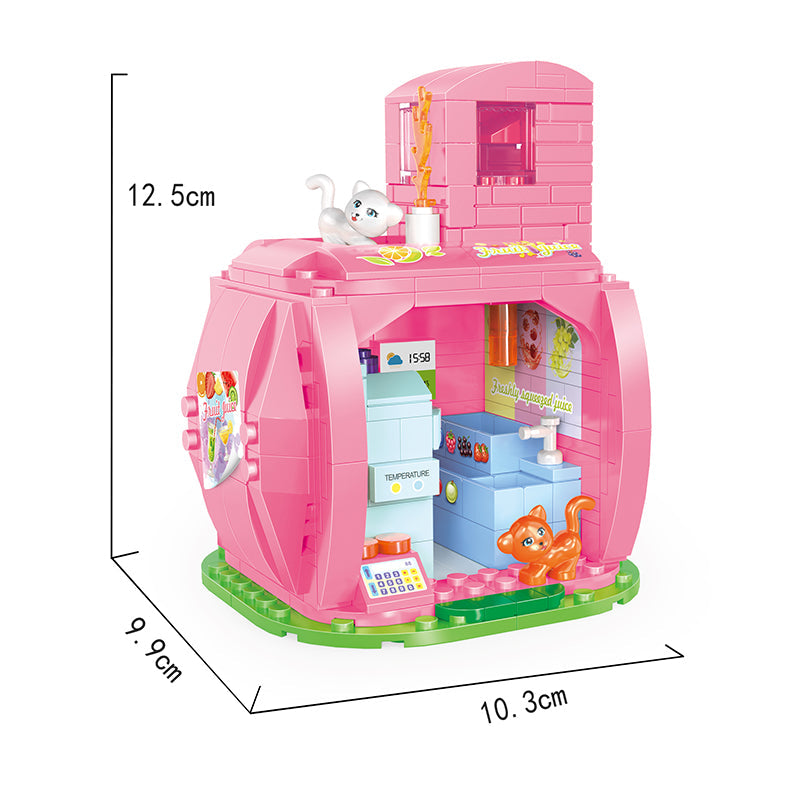 COGO 263PCS Fruit Street Peach Juice Shop Building Block Toys