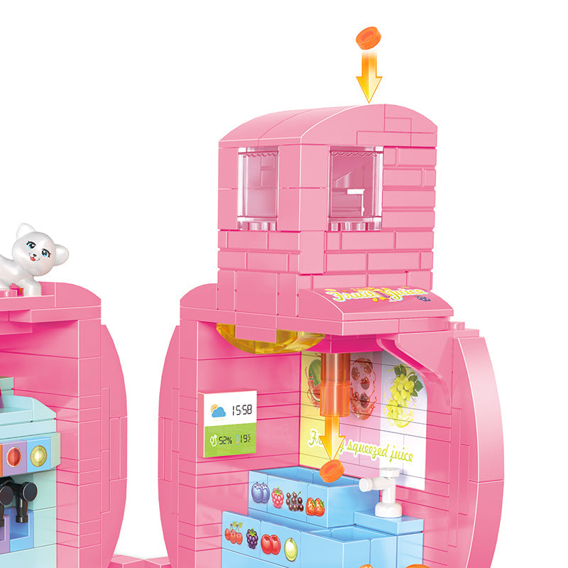 COGO 263PCS Fruit Street Peach Juice Shop Building Block Toys