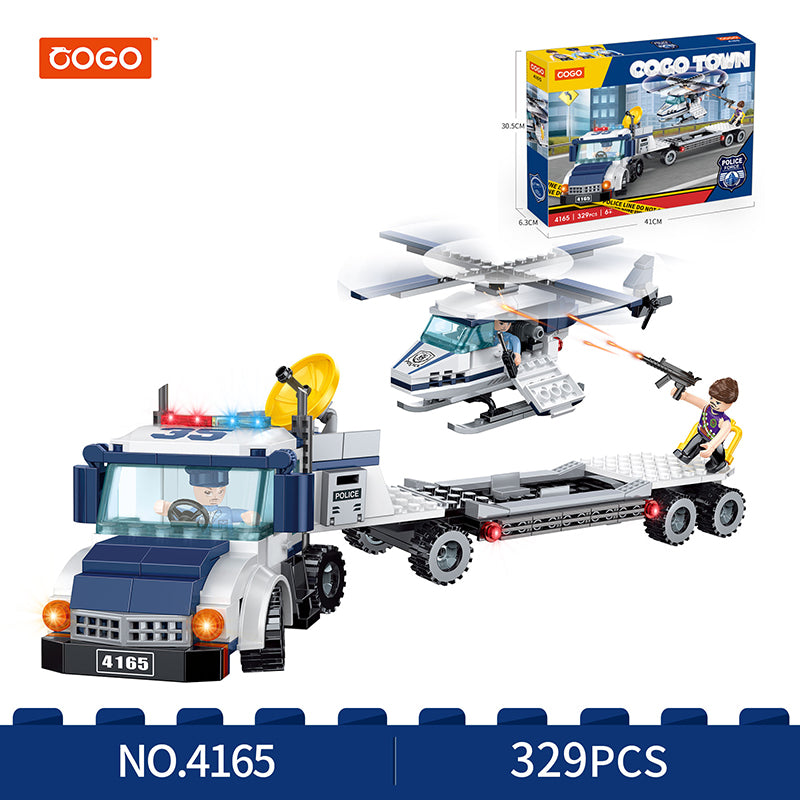 COGO 329PCS Police Police Helicopter Transporter Building Block Toy