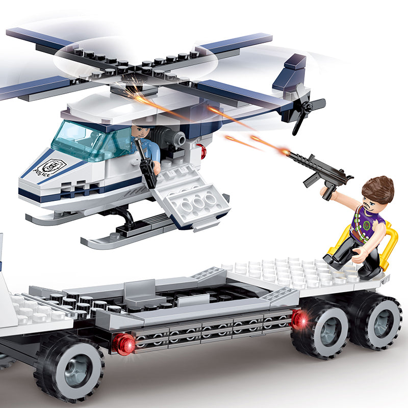 COGO 329PCS Police Police Helicopter Transporter Building Block Toy