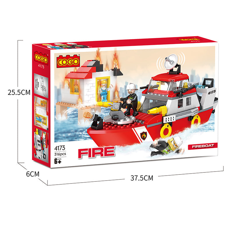 COGO 316PCS Firefighting Speedboat Building Block Toys