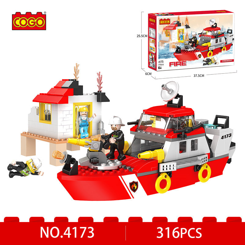 COGO 316PCS Firefighting Speedboat Building Block Toys