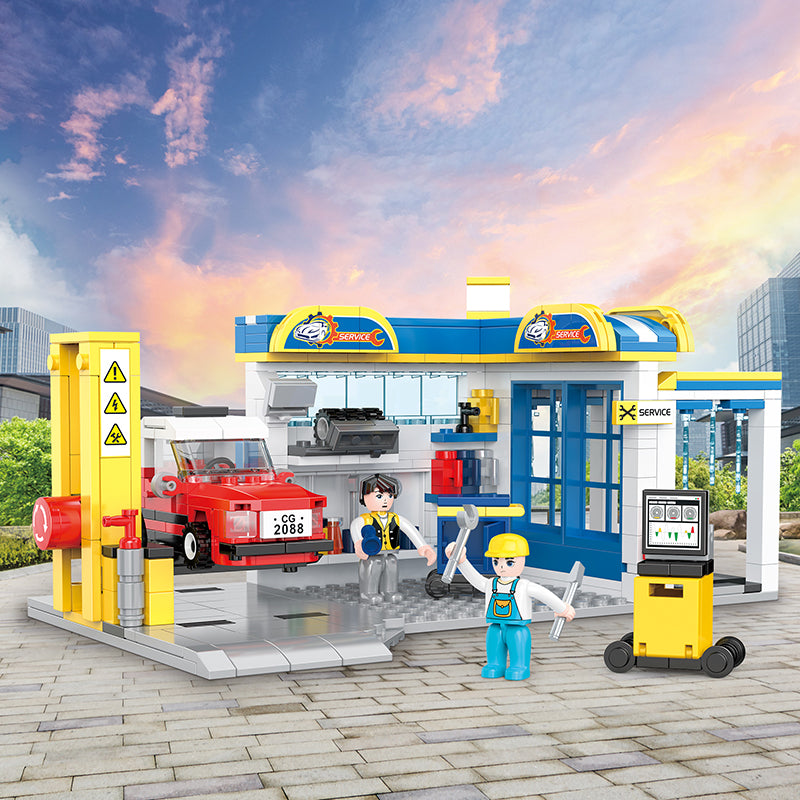 COGO 467PCS New City Series Repair Shop Building Blocks Toys