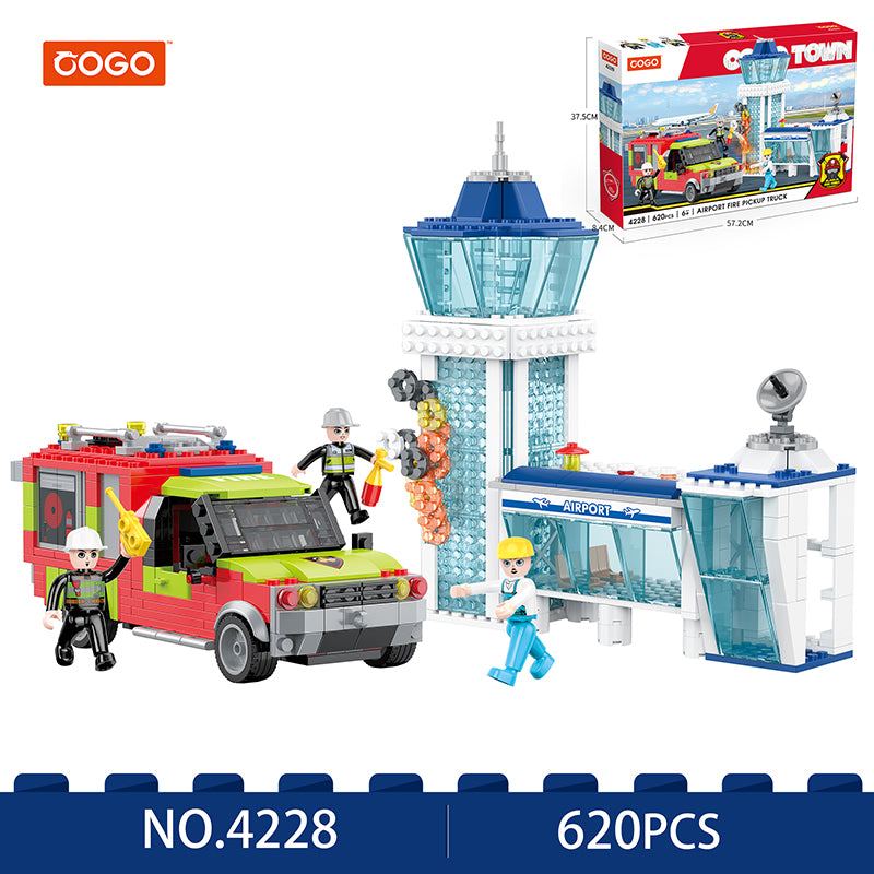 COGO 605PCS City Fire And Rescue Airport Fire Truck Building Blocks Toys