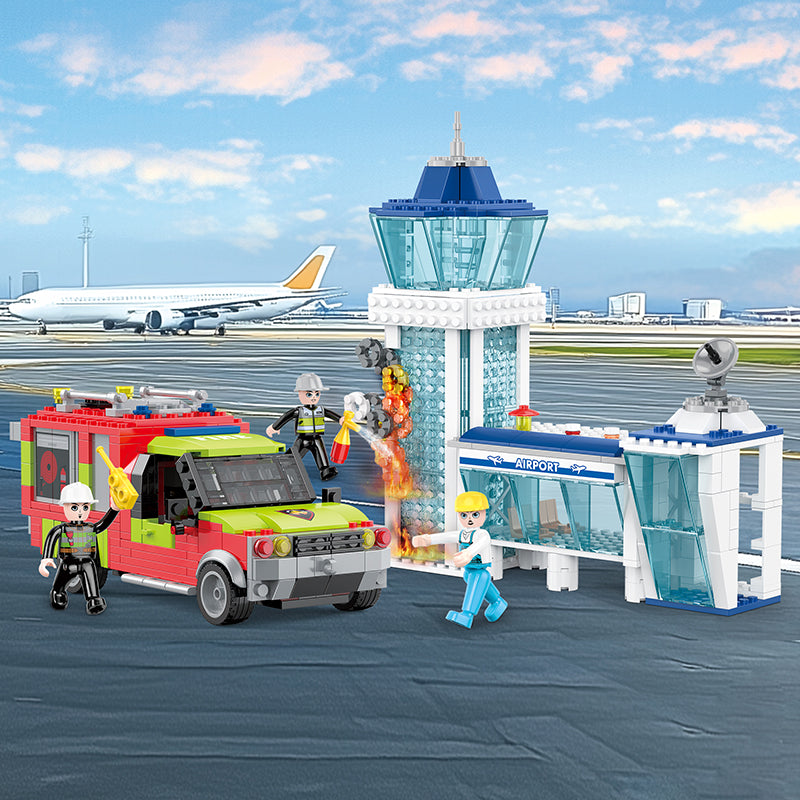 COGO 605PCS City Fire And Rescue Airport Fire Truck Building Blocks Toys