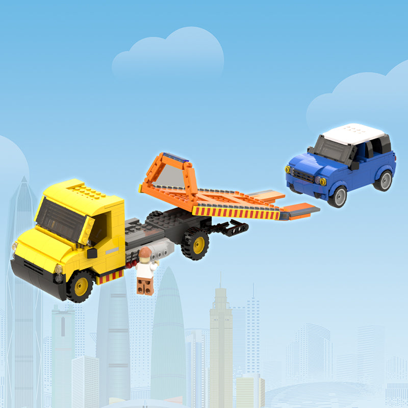 COGO 475PCS City Series Flatbed Tow Truck Building Blocks Toys