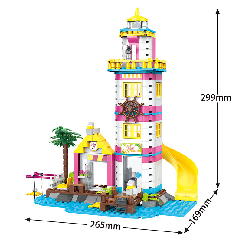 COGO 412PCS Summer Seaside Lighthouse Fishing Platform Building Block Toys