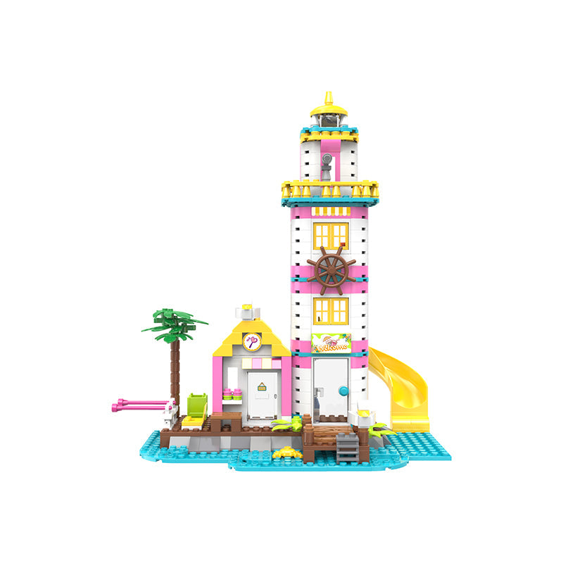 COGO 412PCS Summer Seaside Lighthouse Fishing Platform Building Block Toys