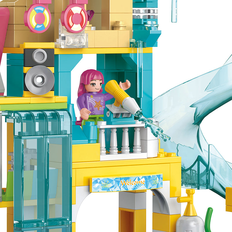 COGO 715PCS Summer Happy Water Amusement Park Building Block Toy