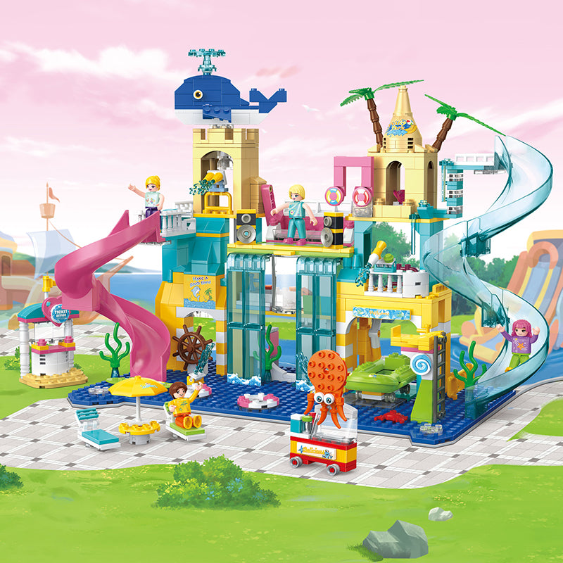 COGO 715PCS Summer Happy Water Amusement Park Building Block Toy
