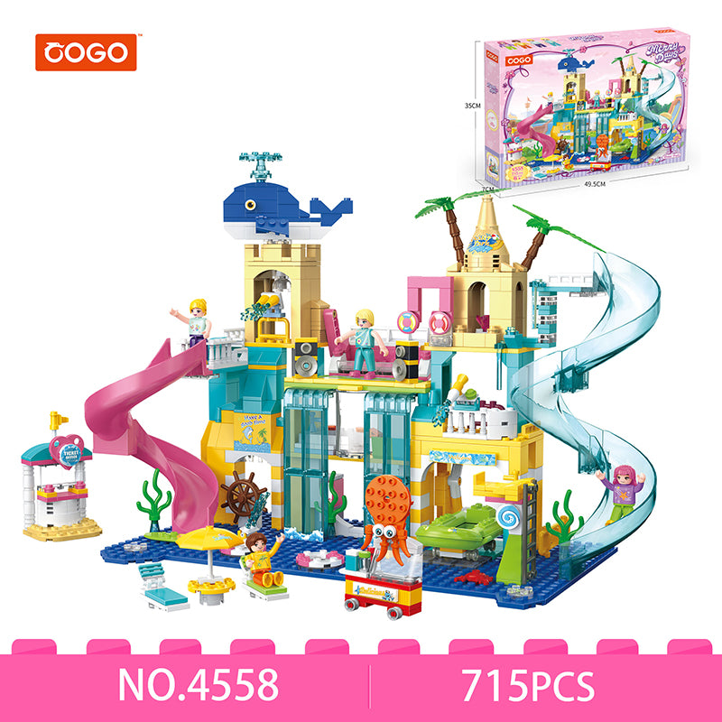 COGO 715PCS Summer Happy Water Amusement Park Building Block Toy
