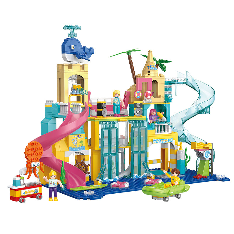 COGO 715PCS Summer Happy Water Amusement Park Building Block Toy