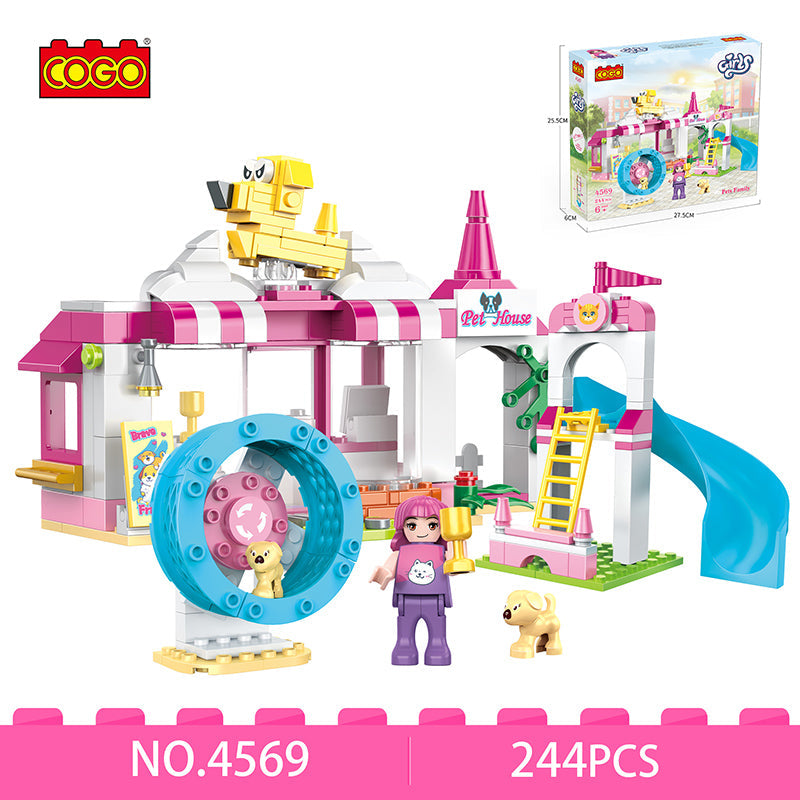 COGO 244PCS Cute Pet Girl Cute Pet Training Camp Building Block Toys