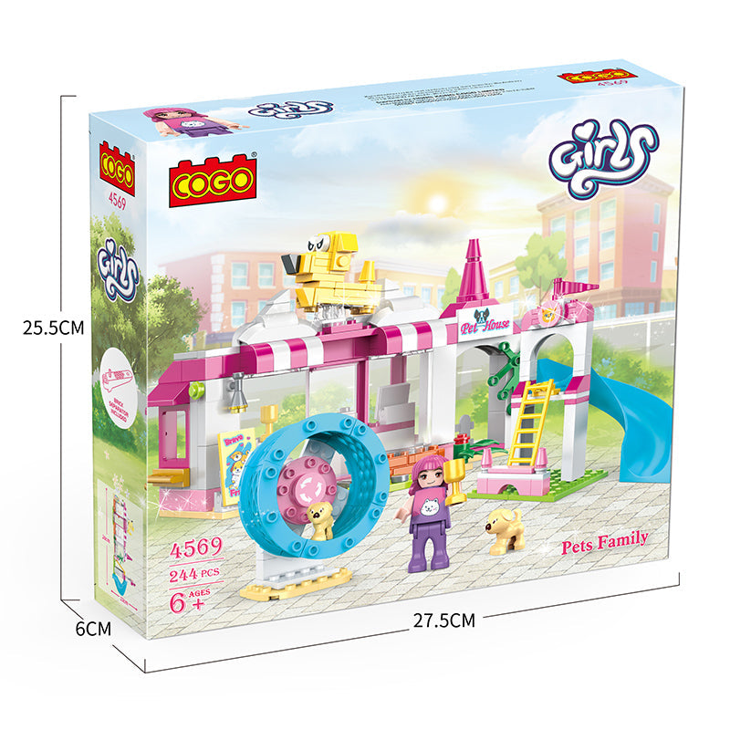 COGO 244PCS Cute Pet Girl Cute Pet Training Camp Building Block Toys