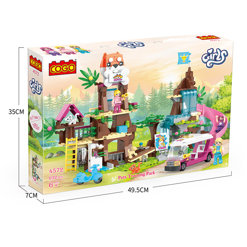 COGO 632PCS Cute Pet Girl Outdoor Pet Rescue Building Block Toy