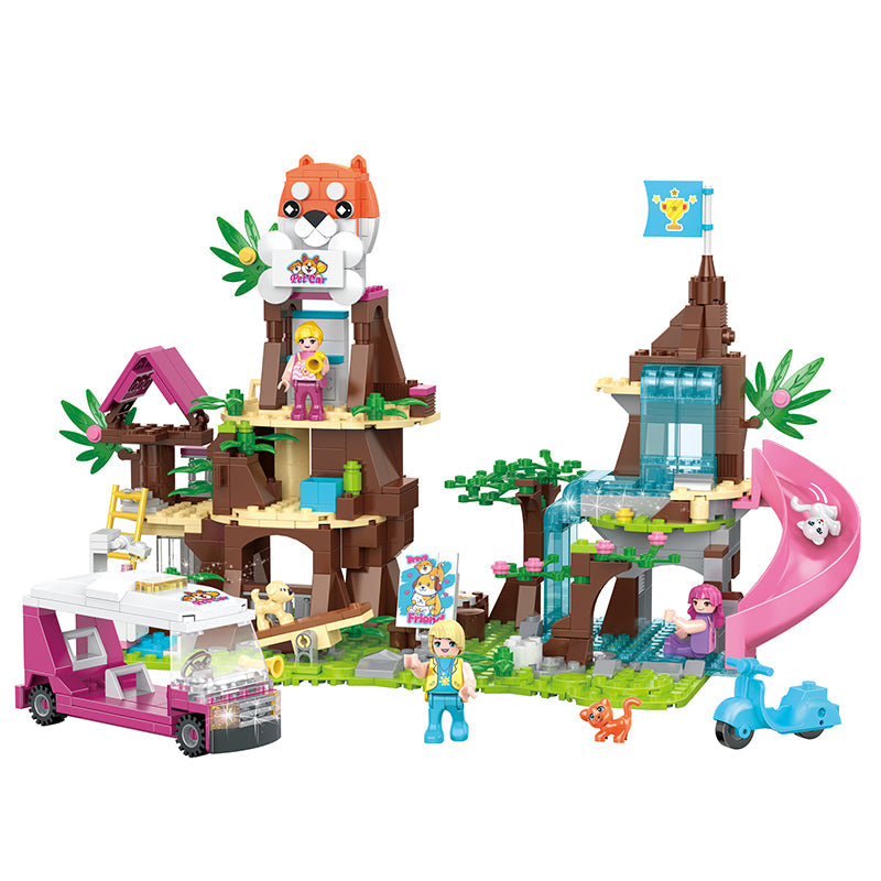 COGO 632PCS Cute Pet Girl Outdoor Pet Rescue Building Block Toy