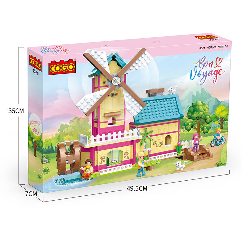 COGO 658PCS Happy City Girls Windmill Holiday House Building Block Toy
