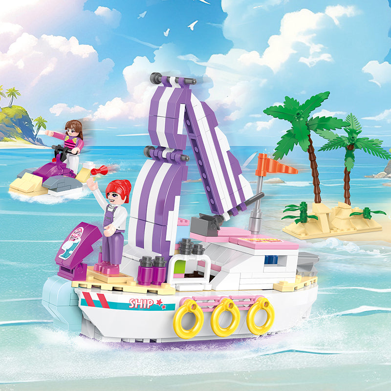 COGO 370PCS Girls Vacation Surf Building Block Toy