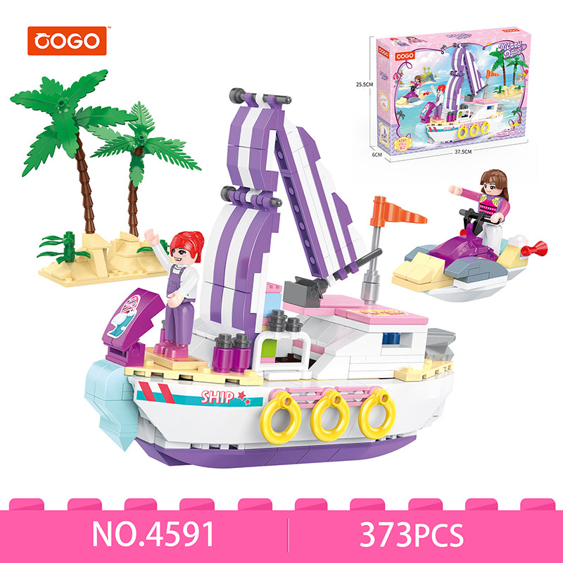 COGO 370PCS Girls Vacation Surf Building Block Toy