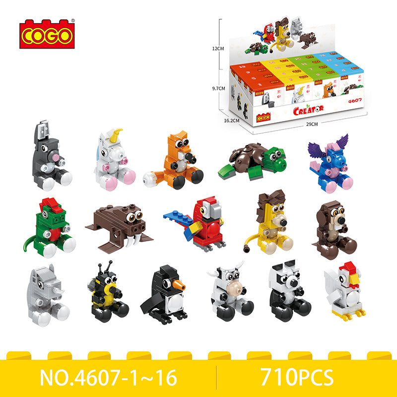 COGO 31-57PCS Sixteen Mini Animal Building Block Toys