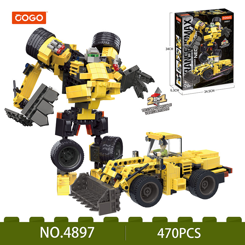 COGO 448PCS Transformation Series Transform Mech Bulldozer Building Blocks Toys