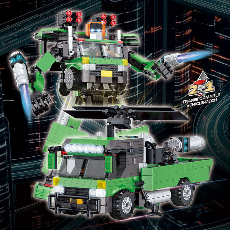 COGO 673PCS Transformation Series Transform Mech Truck Building Blocks Toys