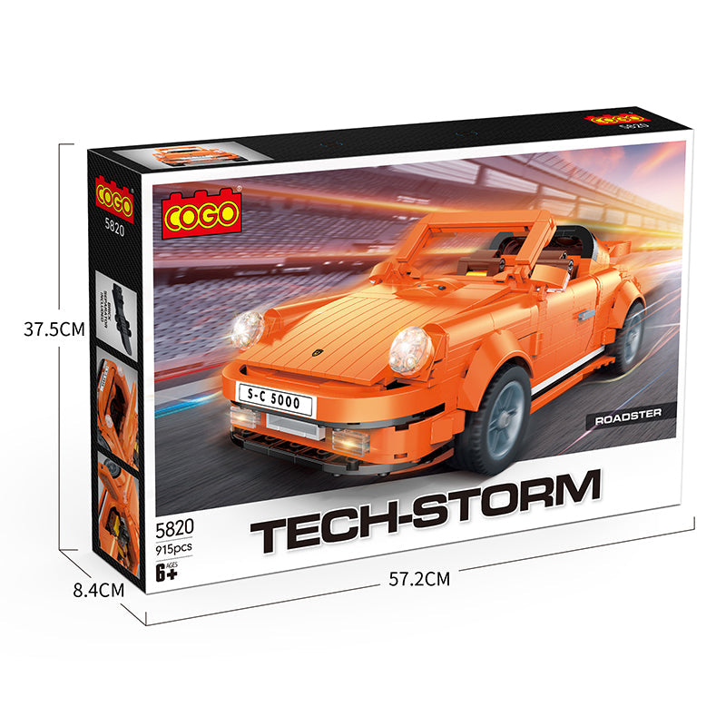 COGO 915PCS Technology Orange Racing Building Block Toy