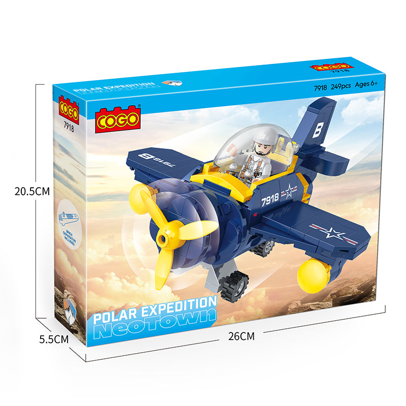 COGO 249PCS Q Version Airplane Spiral Airplane Building Block Toys