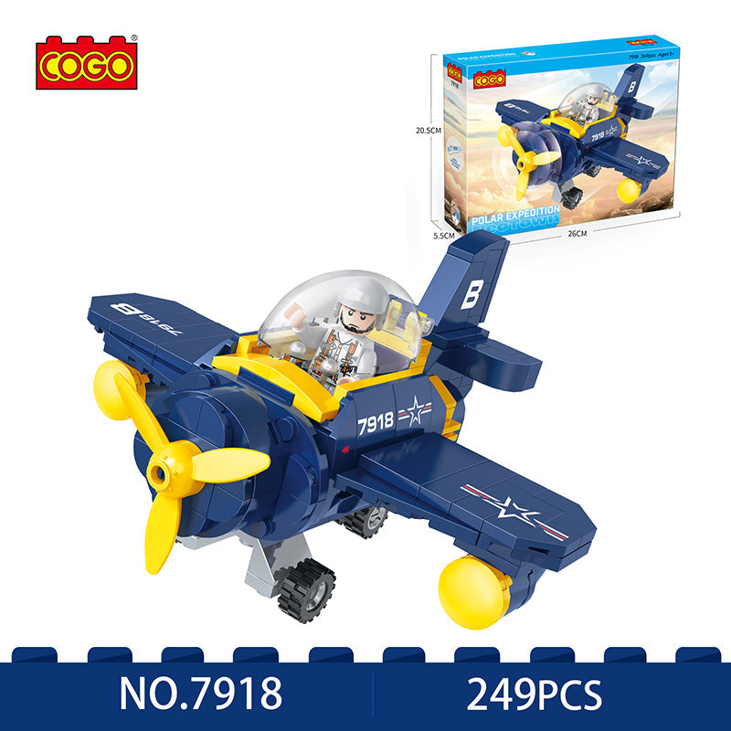 COGO 249PCS Q Version Airplane Spiral Airplane Building Block Toys