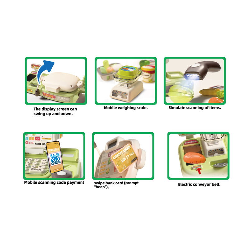 电动语音折叠收银机/67PCS,带计算器,扩音,传送带功能,3*AA无包电