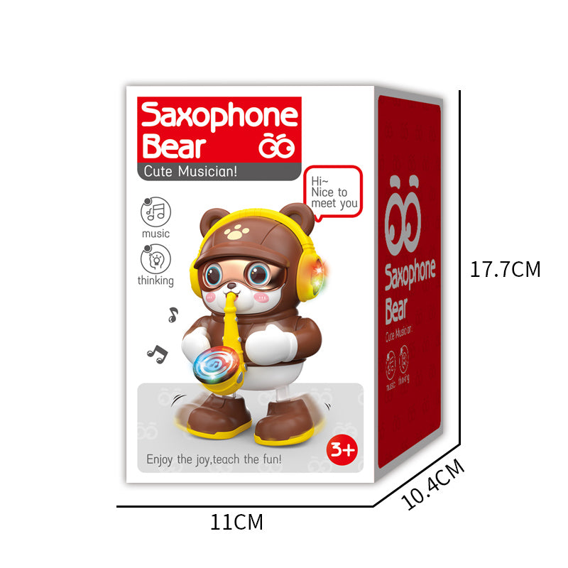 B/O Saxophone Bear With Light And Music 2-C Ass'D