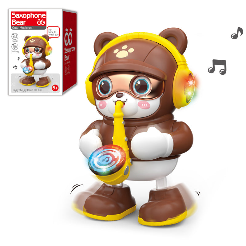 B/O Saxophone Bear With Light And Music 2-C Ass'D