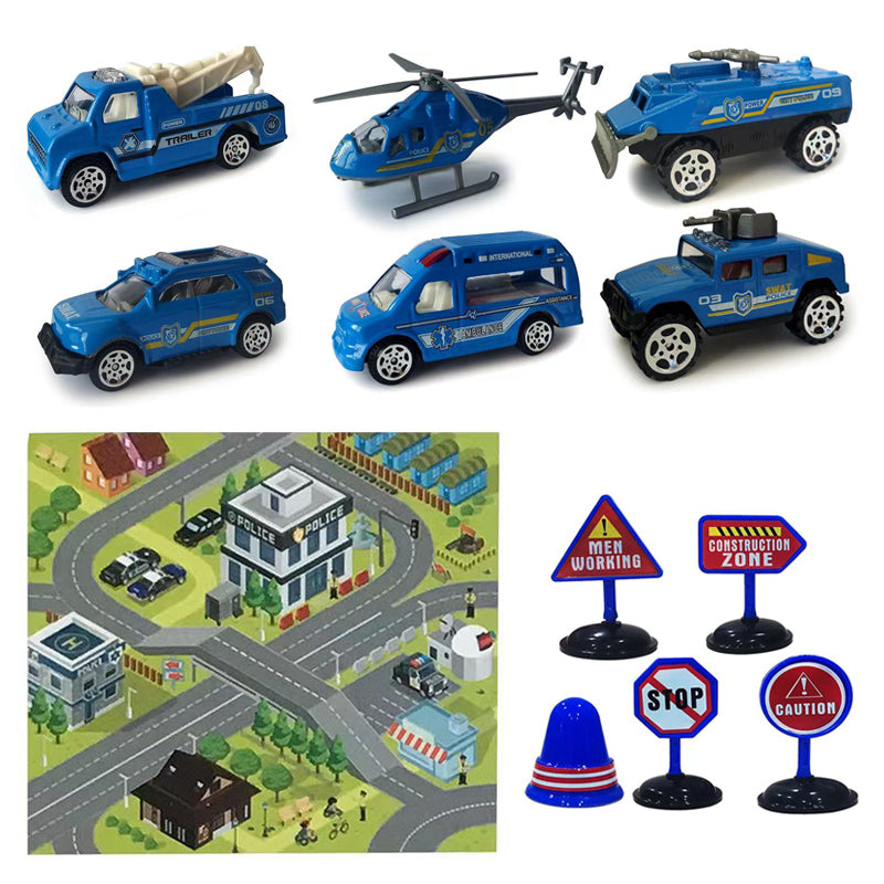 Free Wheel Metal Police Car