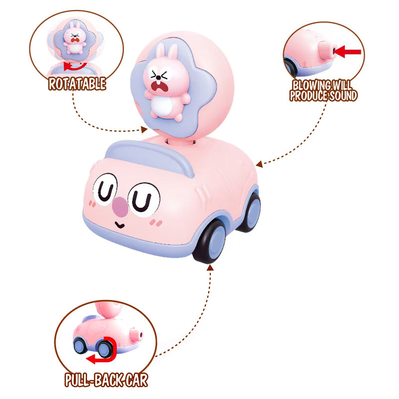 Pull Back Cartoon Whistle Car